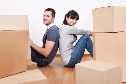 Packed student belongings ready for removal in Camdentown